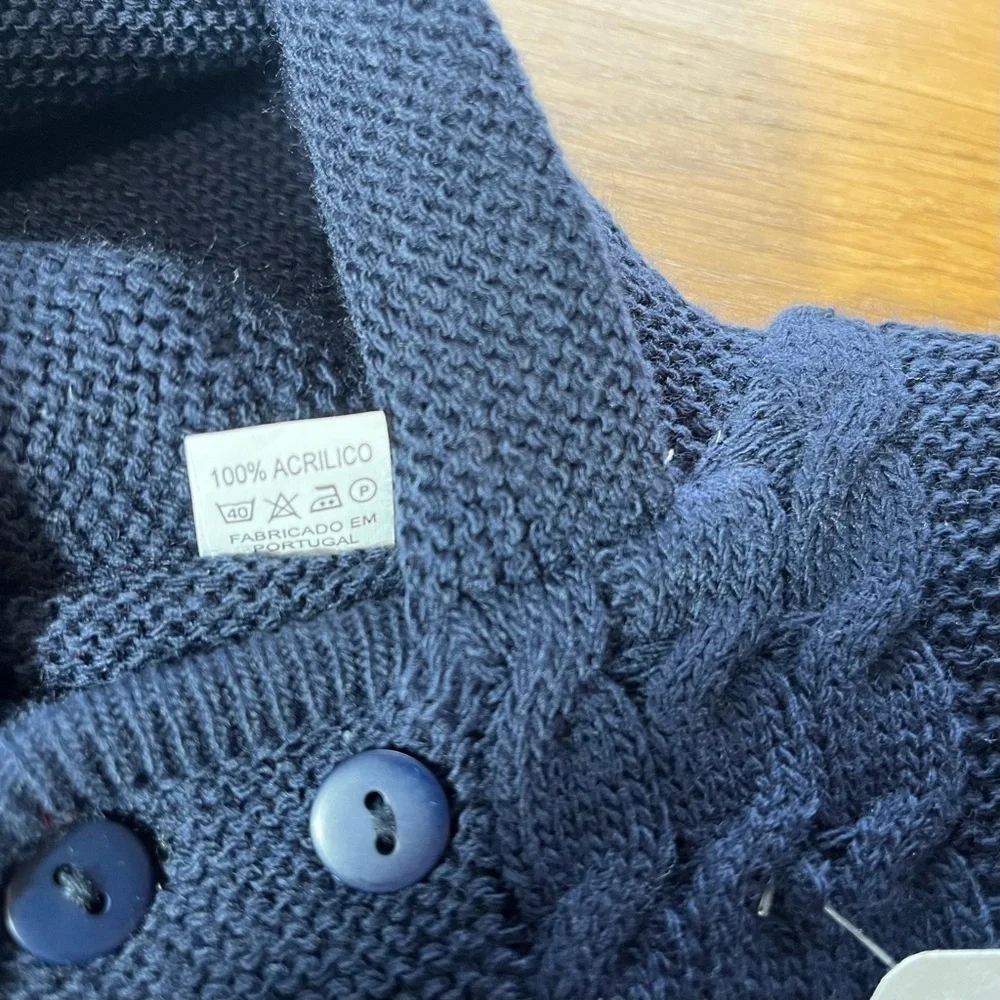 NWT Cubo Magico Baby 6M Navy Knit Hooded Cardigan Jacket Unisex
